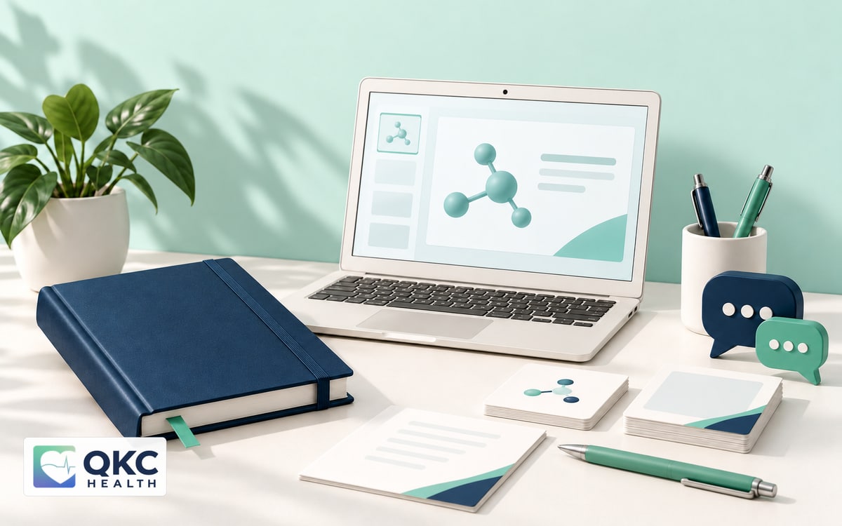 MSL interview preparation illustration with presentation slides, research notes, and a conversation symbol.